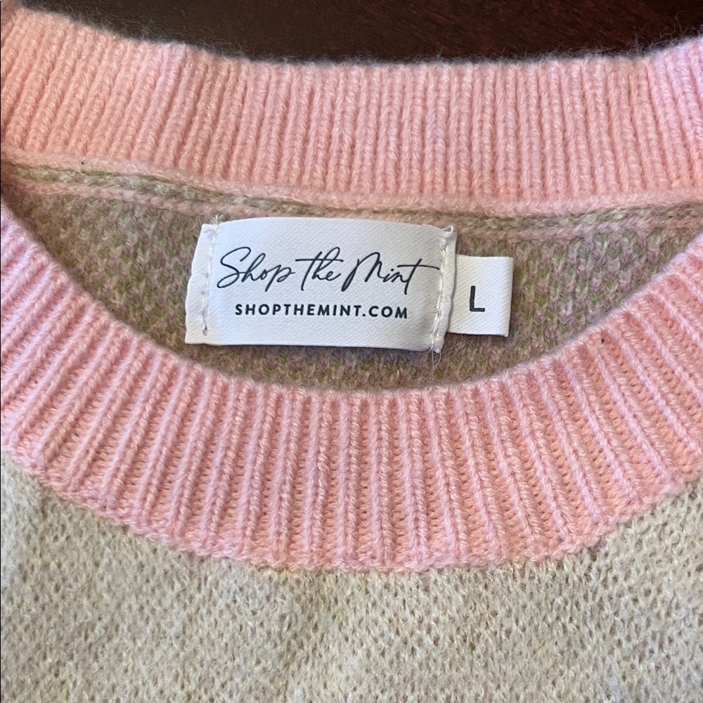 Soft Pastel Tree Pattern Sweater - image 3